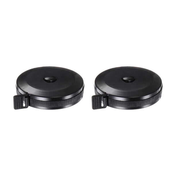 2uds Métrica Cinta 1,5M/60 Pulgadas Redondo Retráctil Sastres Métrica Cinta Bolsillo Tamaño para Cuerpo, Tela, Costura y Manualidades Medidas, Negro