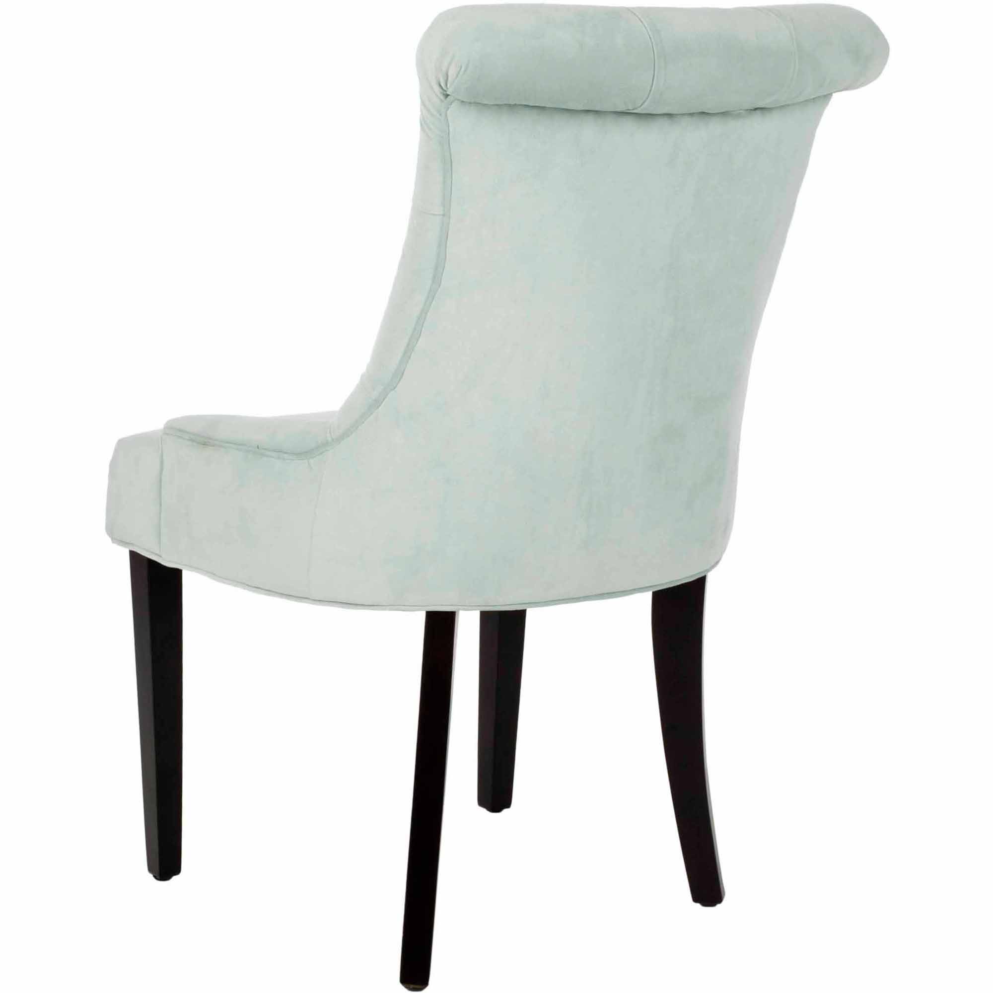 SAFAVIEH Bowie 20" H Tufted Side Chair, Light Blue/Espresso, Set of 2