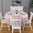 thumbnail image 2 of Pink Butterfly Colorful Wing Pattern Round Tablecloth 60"x60",Wrinkle Wipeable Table Cloth for Kitchen Dining Room Picnic Patio Party, 2 of 6