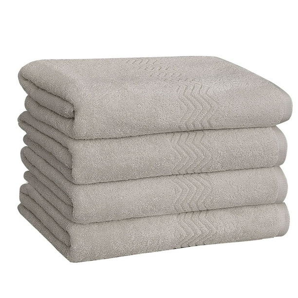 Unique Bargains 4Pack 100 Cotton Plush Bath Towels 27"x 54" Gray