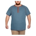thumbnail image 4 of GIRUNS Big and Tall Henley Shirts for Men Short Sleeve Cotton Casual T Shirt with Button Placket Blue 1X, 4 of 6