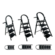 4 Step Lightweight Folding Step Ladder steel Step Stool with Widened Anti-Slip Strip Pedal Convenient Handgrip,Multi-use for Household and Office