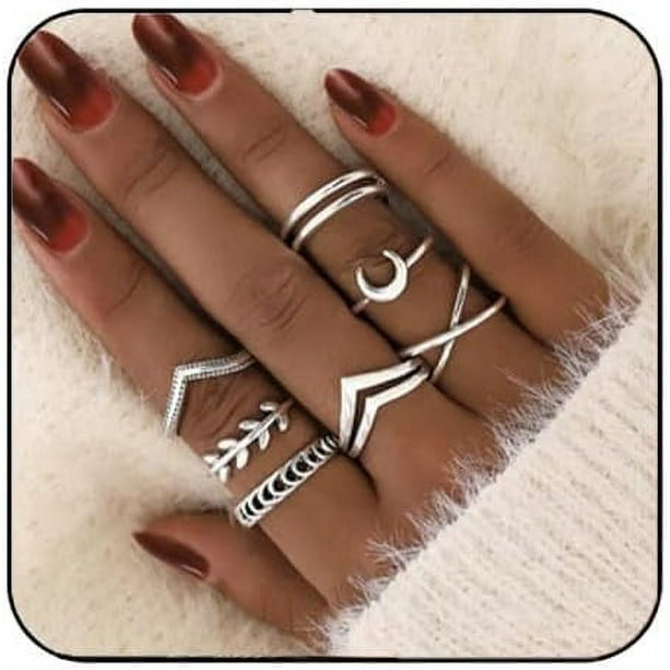 Anillos de nudillo, anillos de dedo índice, conjuntos de anillos apilables, anillos de Halloween, joyería para mujeres y niñas
