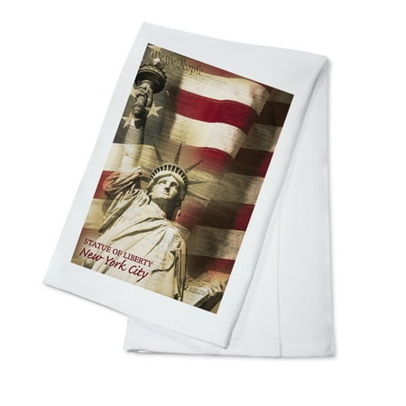 

New York Statue of Liberty and Flag (100% Cotton Tea Towel Decorative Hand Towel Kitchen and Home)