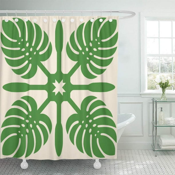 CYNLON Hawaii Modern Hawaiian Quilt Contemporary Tropical Leaf Bathroom