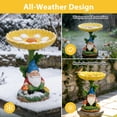 thumbnail image 3 of The Growing Ground Daisy Gnome Bird Feeder, Resin Garden Statue with Flower Bowl for Outdoor Patio Decor, Yellow, 3 of 9