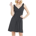 thumbnail image 1 of FAIWAD Robe pour Femme Grande Taille Tendance Froncée à Col en V Robe Débardeur Été Décontractée Sans Manches Fluide Évasée Mini Robes, 1 of 3
