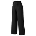 thumbnail image 2 of Aayomet Wide Leg Pants for Women Women Cotton Loose Wide Leg Pants High Waist Dress Pants for Women Business Casual Long,Black M, 2 of 5