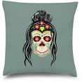 thumbnail image 1 of Awkward Styles Sugar Skull Decorative Pillow Covers Mexican Woman Throw Cushion Case, 1 of 2