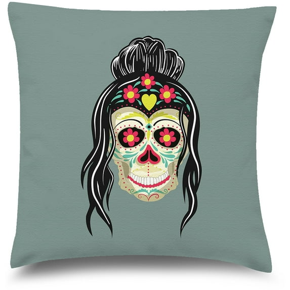 Awkward Styles Sugar Skull Decorative Pillow Covers Mexican Woman Throw Cushion Case