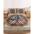 thumbnail image 2 of Full Size Fitted Sheet Set - Wooden Star Vintage 3 Piece Bedding Sets 16" Deep Pocket Fitted Sheet with 2 Pillowcases Country American Flag Star Rustic Brushed Microfiber Hotel Luxury Bed Sheets, 2 of 9