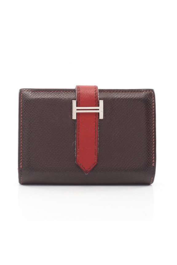 Pre-Owned Hermes Bearn Mini Ebene Business Card Holder/Card Case Accessory, Veau Epsom Leather,...