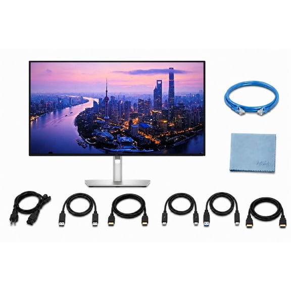 DELL UltraSharp U2725QE 27-inch 4K UHD IPS Monitor with 120Hz and Thunderbolt 4, bundled cables and microfiber cloth