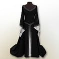 thumbnail image 2 of Vestido clásico largo medieval de manga acampanada delgada con cuello en V para fiesta de Halloween para mujer # fyfs1983164, 2 of 3