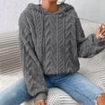 thumbnail image 4 of Fulijie Big And Tall Sweaters,Mens Sweaters Big And Tall Clearance,Womens Fleece Jackets,Women's Solid Plush Spliced New Hooded Thickened Jacquard Long Sleeve Sweater Coat Top, 4 of 8