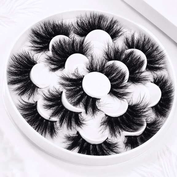 23mm Fluffy Mink B Curl Dramatic Full Volume Strip False Eyelashes 10 Pack
