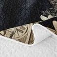 thumbnail image 5 of Homewish Skull Black Cat Twin Quilt Set,Vintage Flowers Twin Coverlet Set,Cream Black,Halloween Duvet,2pcs, 5 of 7