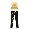 thumbnail image 3 of YUUMIN Kids Girls 2 Piece Summer Outfit Gym Yoga Dance Workout Sets Sleeveless Metallic Tank Top with Gold 8, 3 of 6