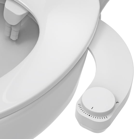 Bidet Attachment for Toilet - Left Handed Bidet Ultra-Slimt Non-Electric Dual Nozzle (Frontal & Rear Wash) Adjustable Water Pressure, Water Bidet Toilet Seat Attachment,Easy to Install (Silver)