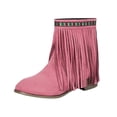thumbnail image 2 of Up to 35%! Women's Slip On Ankle Boots Women's Fashionable Casual Versatile Cool Winter Tassel Sleeve Boots Short Boots Thick Heel Ankle Boots Pink 41, 2 of 9