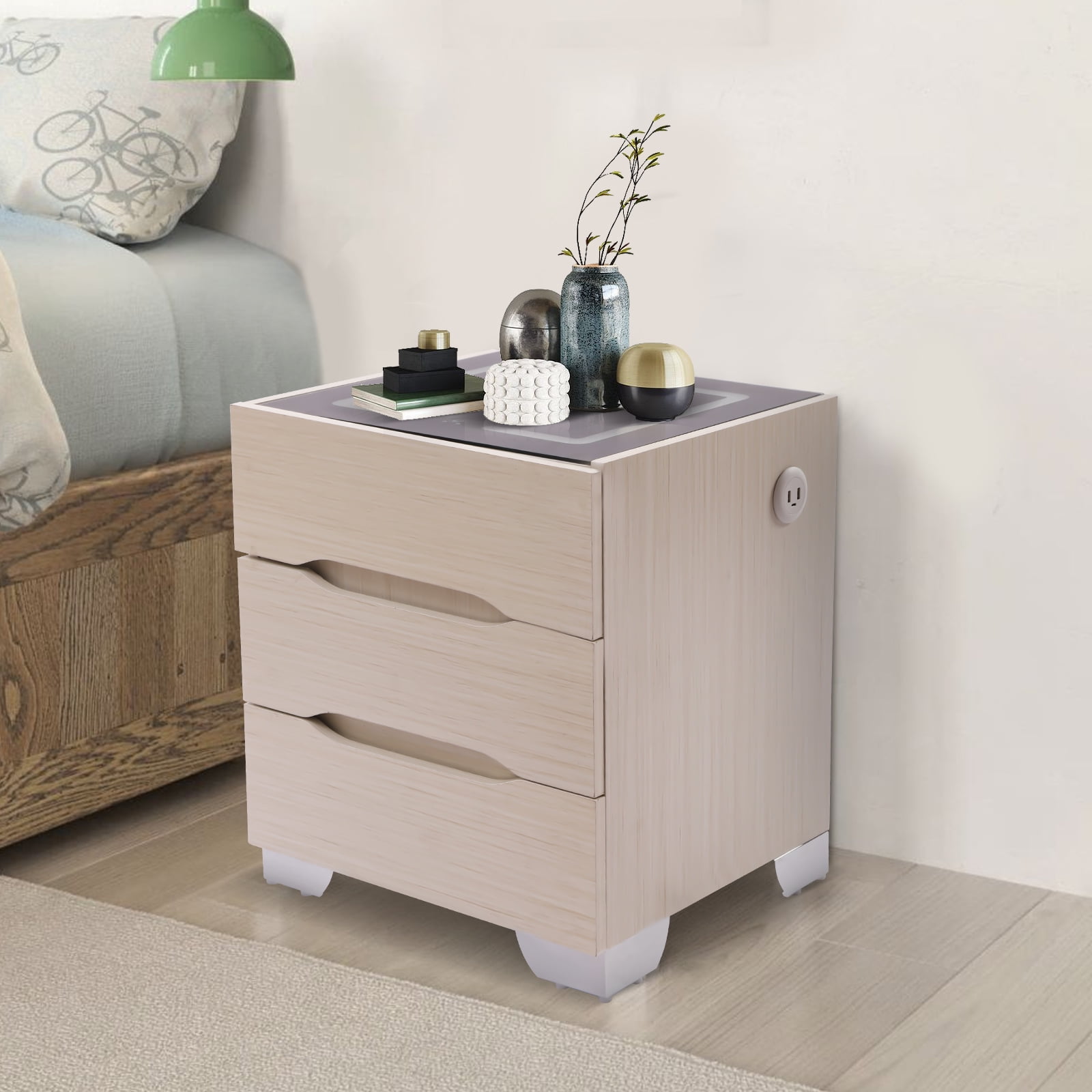 Loyalheartdy Nightstands Wireless Charging Station and LED Lights