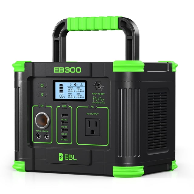 Estación de energía portátil EBL EB300 de 289 Wh y 330 W, generador solar