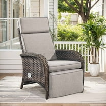 PARKWELL Outdoor Patio Recliner Chair,Adjustable Rattan Reclining Lounge Chair with Cushion, Beige