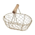 thumbnail image 1 of Cesta de alambre de metal para huevos, cesta de almacenamiento de hierro, organizador de cocina de estilo rústico retro, cesta ovalada para verduras, 1 of 8