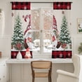 thumbnail image 3 of Christmas Gnomes Sheer Curtains 63 Inches Long, Xmas Tree Snowflakes Winter Burlap Plaid Light Filtering Window Curtains for Living Room, Rod Pocket Voile Sheer Curtain Drapes, 52"Wx63"L, 2 Panels, 3 of 9