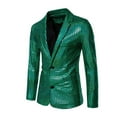 thumbnail image 3 of JUUYY Men's Metallic Shiny Suits Disco Sequin Blazer and Pants 2 Piece Sets for Party Prom Green XXL, 3 of 8
