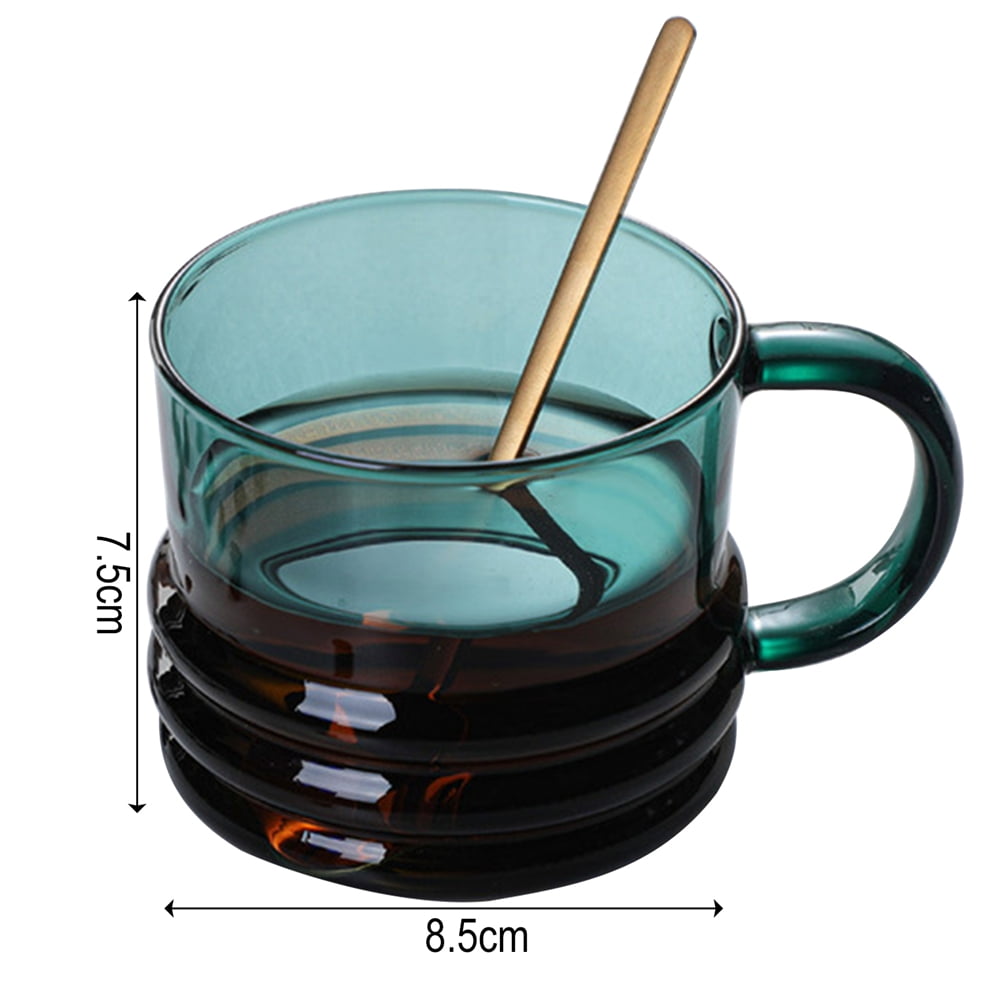 1pc 350ml Glass Cup With Pearl Handle And Straw, Female Coffee Cup