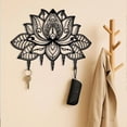 thumbnail image 4 of HELLOYOUNG 5PCS Metal Boho Wall Art Decor Set, 4-Panel Floral Line Art Panels with Lotus Mandala Key Hook, Elegant Practical Accents for Living Room Entryway Home, 4 of 10