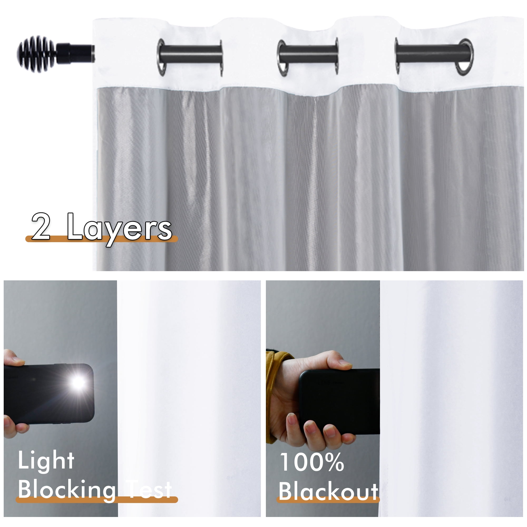 XWZO Total Blackout White Curtains 84 Inches 2 Panels Set for Bedroom, Grommet Thermal Insulated Room Darkening Curtain Drapes for Glass Door,Noise Reducing Curtains for Window,52"W x 84"L