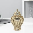 thumbnail image 3 of Ceramic Ginger Jar with Lid Universal Jar Handicraft Storage Decoration Home gold, 3 of 8