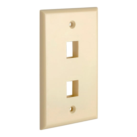Cmple - 2 Port Keystone Wall Plate 1 Gang Wall Plate with Standard Size Ethernet Wall Plate Keystone Jack Insert Wall Plates - Ivory