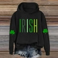 thumbnail image 2 of New & Trending!FUNUONY St. Patrick's Day Womens Hoodies Women's Long Sleeved St. Day Printed American Flag Hooded Top Black L, 2 of 4