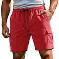 thumbnail image 5 of IWRICH Cargo Shorts for Men Casual Corduroy Classic Bermuda Shorts with Pockets Drawstring Comfort Big and Tall Pants Red, 5 of 6