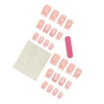 thumbnail image 3 of SDOHIG Press on Nails, Fake Nails, Reusable Artificial Nails, Pinks French Nail Tips White Flowers Short Square Nail Wear Nail Patches Nail Square Nail Tips 24PCS, 3 of 5