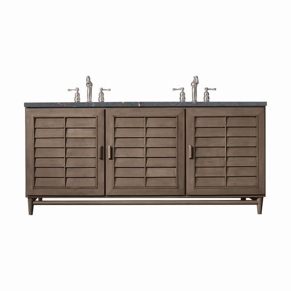 James Martin Vanities 620-V72-3Pbl Portland 72" Double Basin Wood Vanity Set - Wood