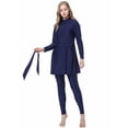 thumbnail image 4 of Swimwear Set for Women Printed Long Sleeve High Neck Tunic with Full Length Pants Upf Sun Coverage Swimsuit Blue XXL, 4 of 6