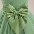 thumbnail image 5 of KkSLirnhs Girls Dresses Size 14-16 Girls' Summer Solid Color Short Sleeve Round-Neck Mesh Princess Dress Zi Shoulder Wedding Dress for Kids 9-10Years Green, 5 of 6