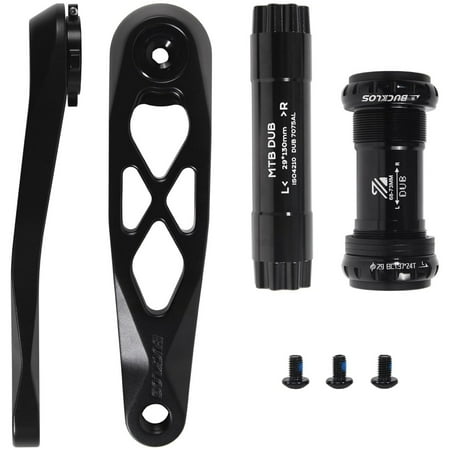 BUCKLOS MTB Mountain Bike Crank Arm Set with Bottom Bracket -170MM Aluminum Alloy Hollowtech Direct Mount Single Speed Road Bicycle Cranksets for BMX DH AM XC （Black/Titanium/Silver）
