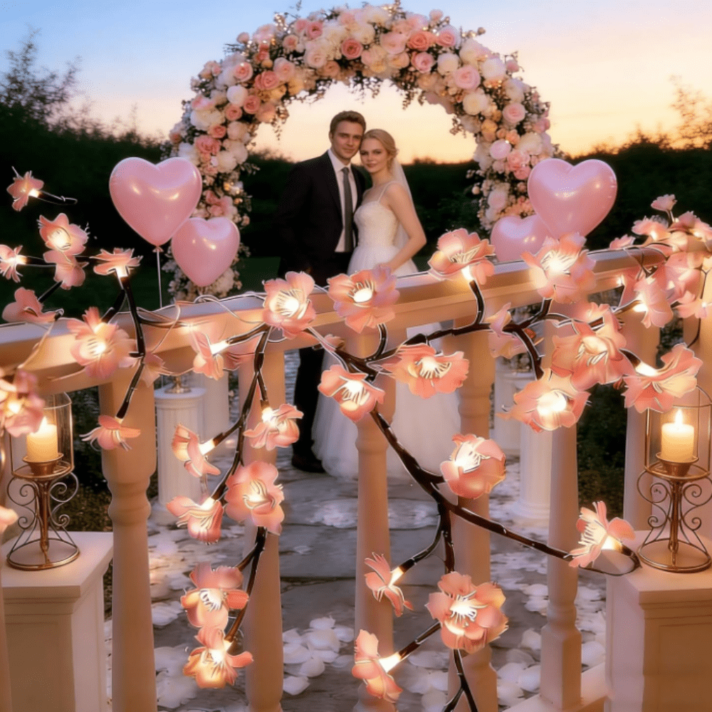 Cherry LED Tree Branch Lights for Wall, Cherry Blossom Willow Vine Twig Decor Garland, USB-Powered with 8 Lighting Modes,Christmas Decorations Indoor for Home Wall Door Window 1.2M 48LED