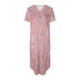 thumbnail image 3 of Vestido de Manga Corta para las Mujeres, Vestido Casual de Cuello en V de Bolsillo de Impresión de Moda Sexy Hecho de Poliéster Ligero para el Verano, Vestido de Verano para las Mujeres, 3 of 5