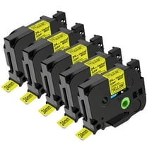 NineLeaf 5 Pack Compatible for Brother P-touch TZe-651 TZe651 TZ-651 TZ651 24mm 1 Inch Black on Yellow Laminated Label Tape 0.94" x 26.2 ft