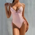 thumbnail image 2 of YOTMKGDO One Piece Swimsuit Women, Womens Swimsuits Bathing Suit Color Block Swimsuits Ruffle Slimming Swimwear, Pink+S, 2 of 7