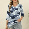 thumbnail image 4 of ZQUUVOU Women's T-Shirt Casual V-Neck 3/4 Sleeve Blouse Blue (XL), 4 of 7