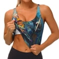 thumbnail image 3 of Fotbe Whimsical Goat Artist Sujetador Deportivo Largo sin Aros para Mujer con Almohadillas y Soporte Medio, Transpirable y Absorbente, Camiseta Tipo Chaleco o Tank Top-Large, 3 of 8