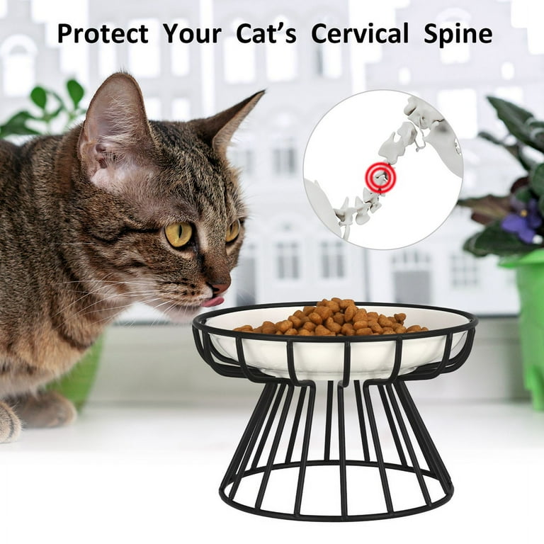 Qweryboo 3 Pcs Ceramic Cat Food Plates Set with Stand Whisker Friendly Wide Bowls Walmart