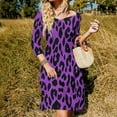 thumbnail image 3 of Purple And Black Cheetah Print Womens Summer Dress Tie Back A Line Flare Dress, 3 of 9